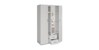 Armoire 3 portes avec miroir TOM – Dimensions H185 x L120 x P52 cm – Coloris blanc – Style design