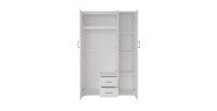 Armoire 3 portes avec miroir TOM – Dimensions H185 x L120 x P52 cm – Coloris blanc – Style design