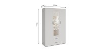 Armoire 3 portes avec miroir TOM – Dimensions H185 x L120 x P52 cm – Coloris blanc – Style design