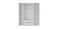 Armoire 4 portes avec 2 miroirs TOM – Dimensions H185 x L160 x P52 cm – Coloris blanc – Style design