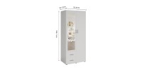 Armoire 2 portes avec miroir TOM – Dimensions H185 x L80 x P52 cm – Coloris blanc – Style design