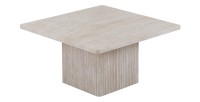 Set de 2 tables basses gigogne EDEN – Décor travertin beige – Dimensions H52-42 x L60-80 x P60-80 cm – Style moderne