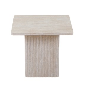 Set de 2 tables basses gigogne EDEN – Décor travertin beige – Dimensions H52-42 x L60-80 x P60-80 cm – Style moderne