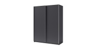 Armoire 2 portes coulissantes - Collection GOZU - Coloris gris graphite - 150 x 198 x 62 cm