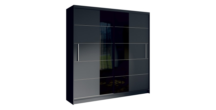 Armoire design 200cm coloris gris graphite et noir collection NARAGO