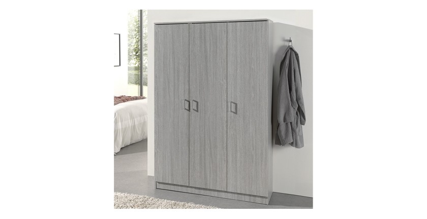 Armoire 3 portes coloris chêne collection REY. Garde Robe idéal pour votre entrée ou votre buanderie