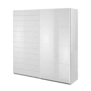 Armoire 2 portes coulissantes 200cm Coloris blanc avec miroir. Collection FLOYD