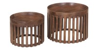 Set de deux tables basses rondes en bois massif collection CANYON