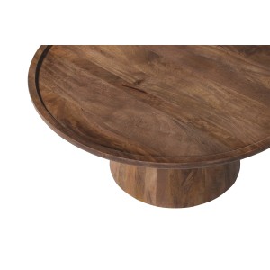 Table basse ronde en bois massif collection JAKARTA - Style ethnique et design - Diamètre 80cm