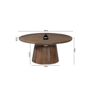 Table basse ronde en bois massif collection JAKARTA - Style ethnique et design - Diamètre 80cm