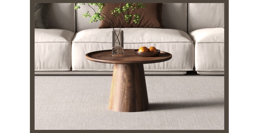 Table basse ronde en bois massif collection JAKARTA - Style ethnique et design - Diamètre 65cm