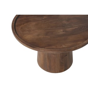 Table basse ronde en bois massif collection JAKARTA - Style ethnique et design - Diamètre 65cm