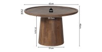 Table basse ronde en bois massif collection JAKARTA - Style ethnique et design - Diamètre 65cm