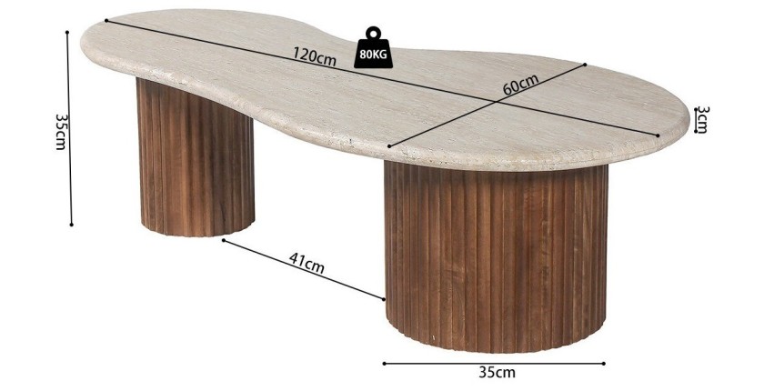 Table basse en bois massif collection DELHI - Style ethnique et design