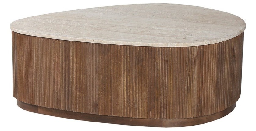 Table basse en bois massif collection DELHI 100cm - Style ethnique et design