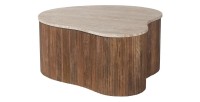 Table basse en bois massif collection DELHI 80cm - Style ethnique et design