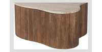 Table basse en bois massif collection DELHI 80cm - Style ethnique et design