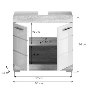 Ensemble de meubles de salle de bain RIDLEY – Meuble sous vasque et rangement miroir – Blanc et chêne clair