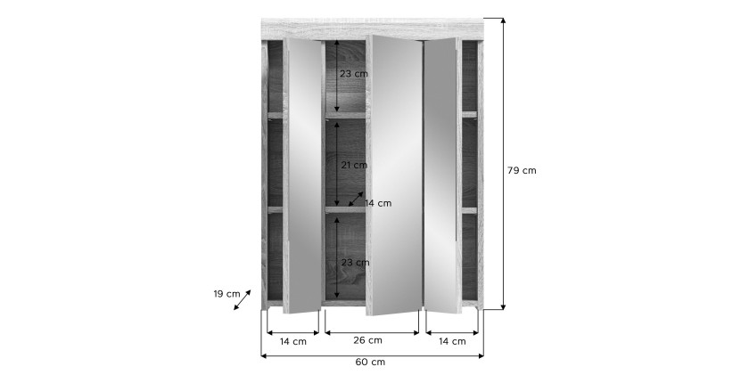 Ensemble de meubles de salle de bain RIDLEY – Meubles sous vasque, meuble avec miroir, colonne et demi-colonnes – Blanc et chêne