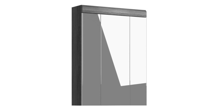 Meuble de rangement haut SCOTT – 3 portes avec miroir – Gris foncé et blanc – 60x79x18 cm