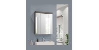 Meuble de rangement haut SCOTT – 3 portes avec miroir – Gris foncé et blanc – 60x79x18 cm