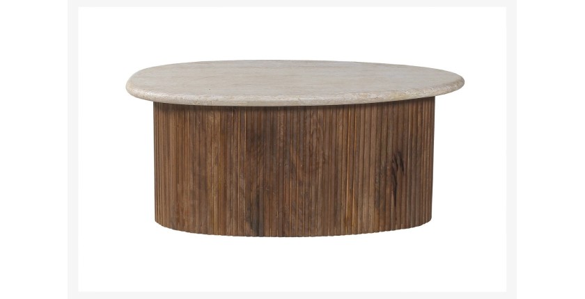 Table basse en bois massif collection DELHI 90cm - Style ethnique et design