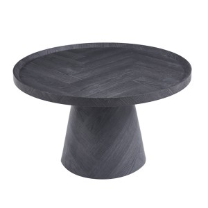 Table basse ronde collection CARLSEN – Décor gris foncé – Bord relevé – D80 x H47 cm