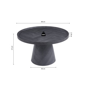 Table basse ronde collection CARLSEN – Décor gris foncé – Bord relevé – D80 x H47 cm