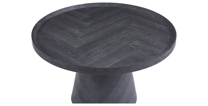 Table basse ronde collection CARLSEN – Décor gris foncé – Bord relevé – D80 x H47 cm