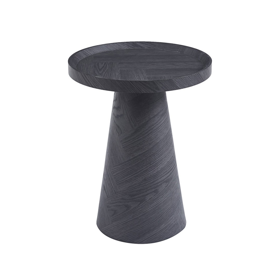 Table d'appoint ronde collection CARLSEN – Décor gris foncé – Bord relevé – D45 x H57 cm