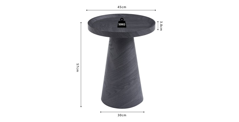 Table d'appoint ronde collection CARLSEN – Décor gris foncé – Bord relevé – D45 x H57 cm