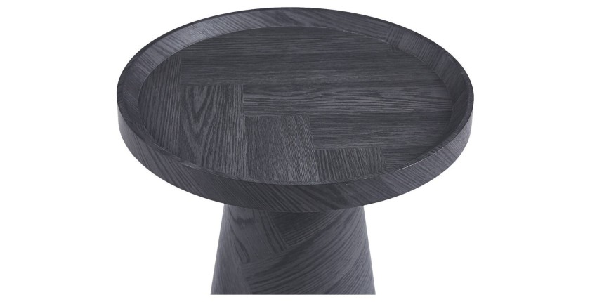 Table d'appoint ronde collection CARLSEN – Décor gris foncé – Bord relevé – D45 x H57 cm