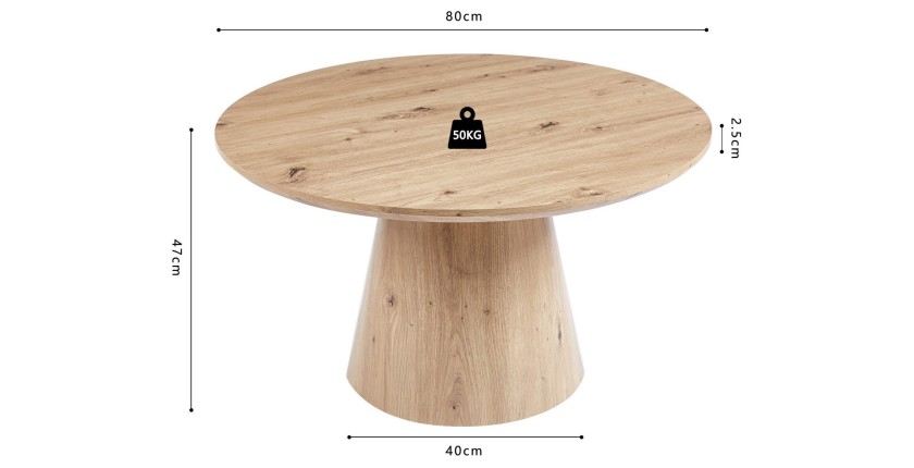 Table basse ronde collection TIGNES – Décor effet pin – D80 x H47 cm