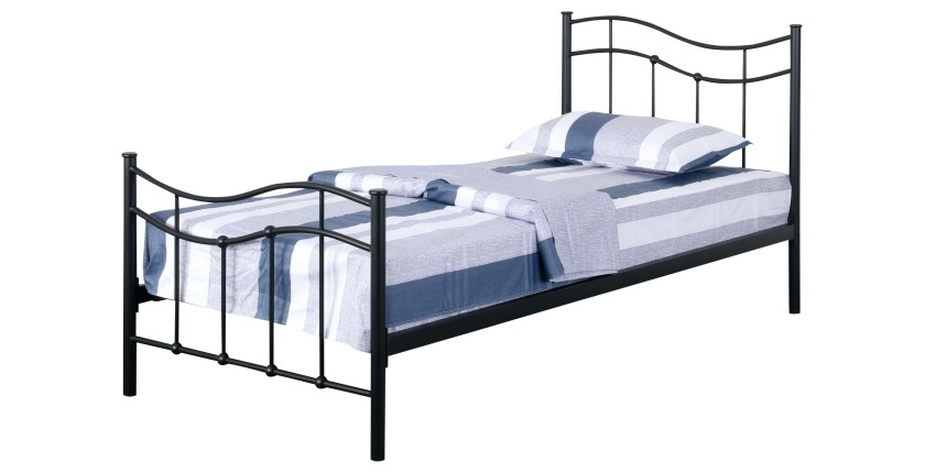 Cama ODETTE - 90x190 cm - Estructura de metal - Somier incluido - Estilo auténtico