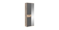 Armoire d'entrée avec miroir et penderie – Gris anthracite et chêne clair – SELMA 
