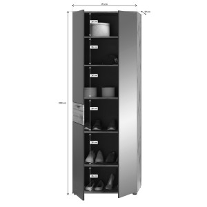 Armoire d'entrée avec miroir et penderie – Gris anthracite et chêne clair – SELMA 
