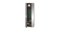 Armoire d'entrée avec miroir et penderie – Gris anthracite et chêne clair – SELMA 