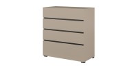 Chambre complète HAVANA beige et noir – Lit coffre 180x200, armoire 4 portes, chevets et commode