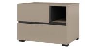 Chambre complète HAVANA beige et noir – Lit coffre 180x200, armoire 4 portes, chevets et commode