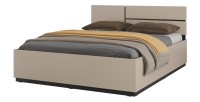Chambre complète HAVANA beige et noir – Lit coffre 180x200, armoire 4 portes, chevets et commode