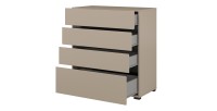 Chambre complète HAVANA beige et noir – Lit coffre 180x200, armoire 4 portes, chevets et commode
