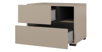 Chambre complète HAVANA beige et noir – Lit coffre 180x200, armoire 4 portes, chevets et commode